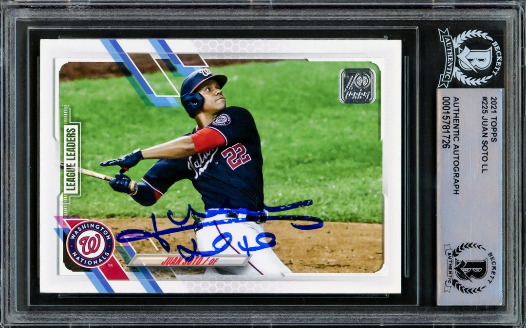 Juan Soto Autographed Signed 2021 Topps Card 225 New York Mets Beckett