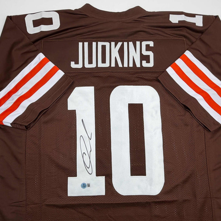 Autographed/Signed Quinshon Judkins Cleveland Brown Jersey Beckett BAS COA
