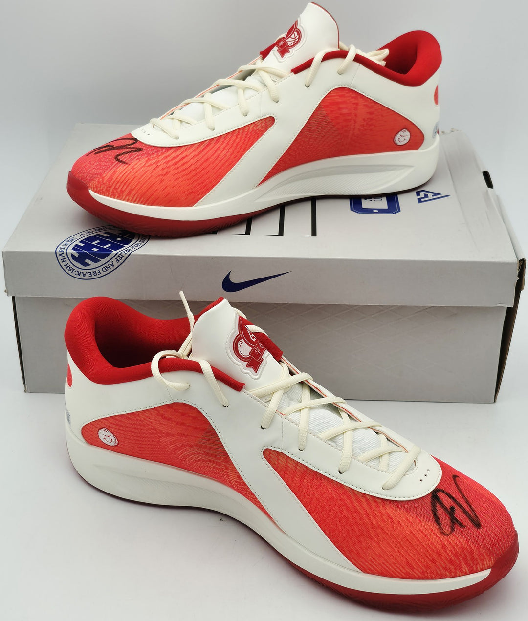 Giannis Signed 2024 PE Promo Nike Zoom Freak 6 Shoes Size 17 BAS Witness