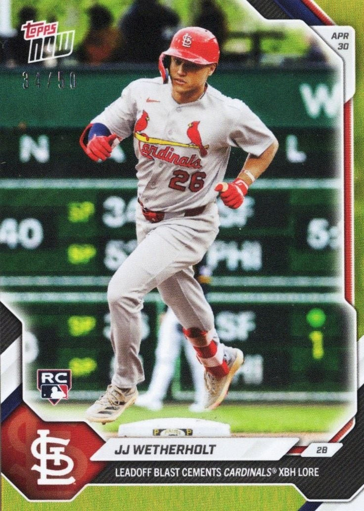 2026 Topps Now JJ Wetherholt #144 Gold Foil /50 Rookie RC Baseball Card
