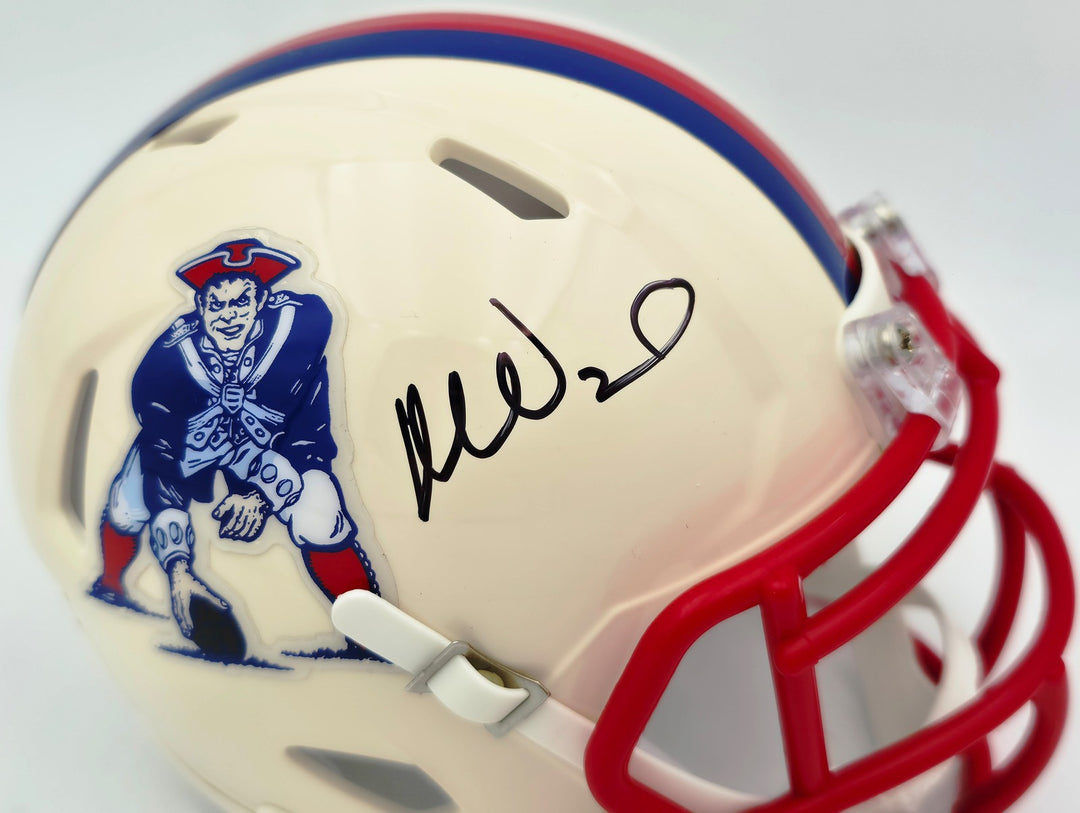 Mike Vrabel Signed Patriots Cream Retro Speed Mini Helmet JSA Witness