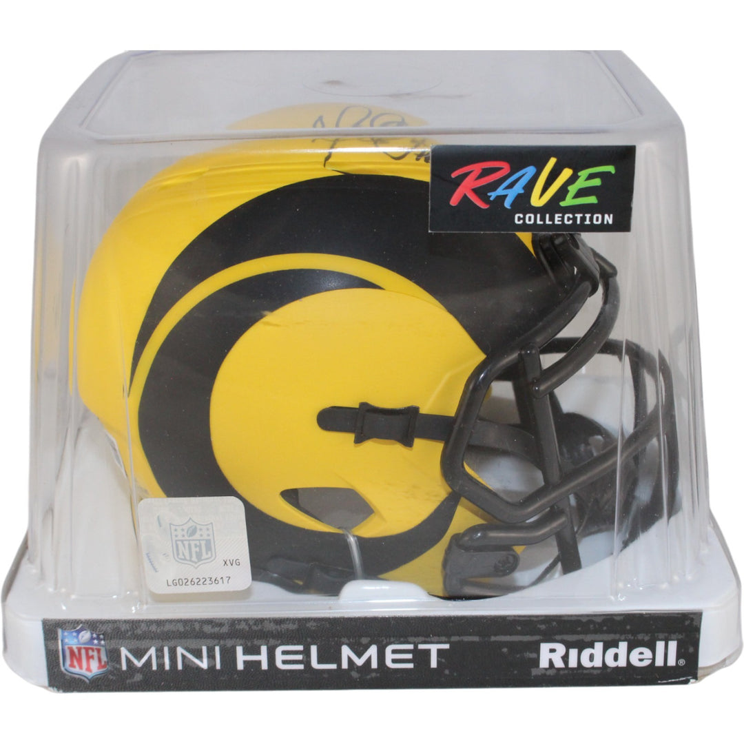 Marshall Faulk Autographed St Louis Rams Rave Mini Helmet HOF Beckett 53616