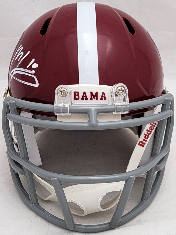 Mac Jones Signed Alabama Crimson Tide Red Speed Mini Helmet Beckett Wit