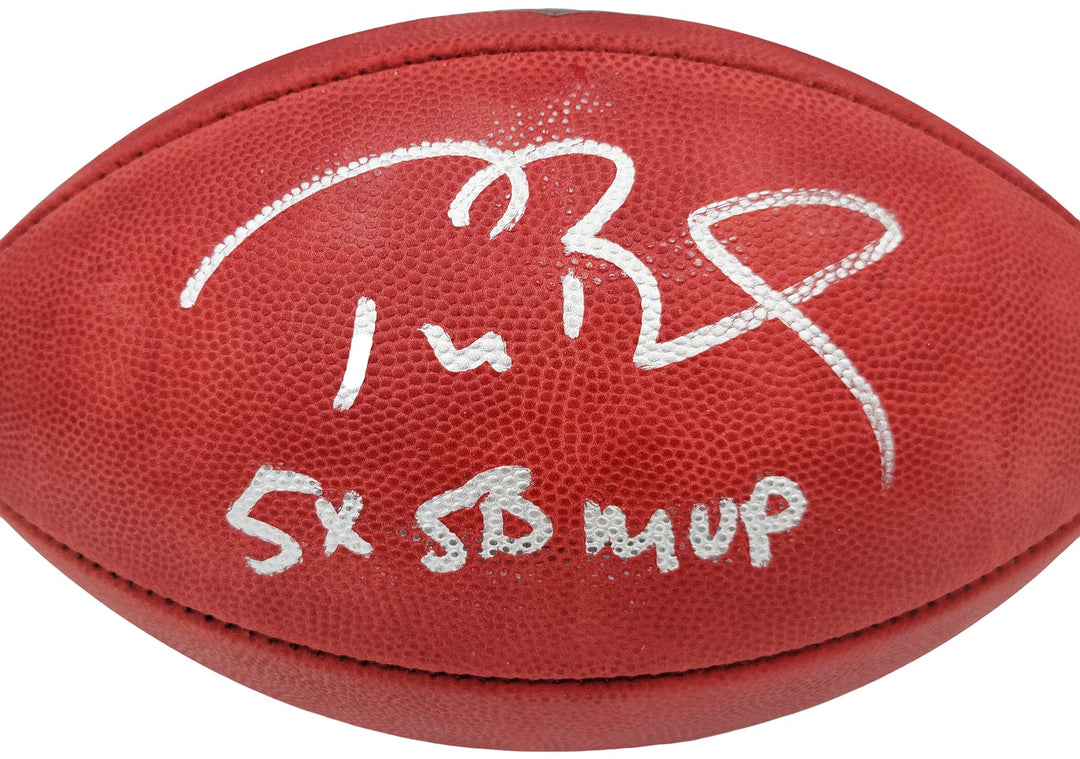 Tom Brady Auto Official NFL Leather Football Patriots "5x SB MVP" Fanatics Holo