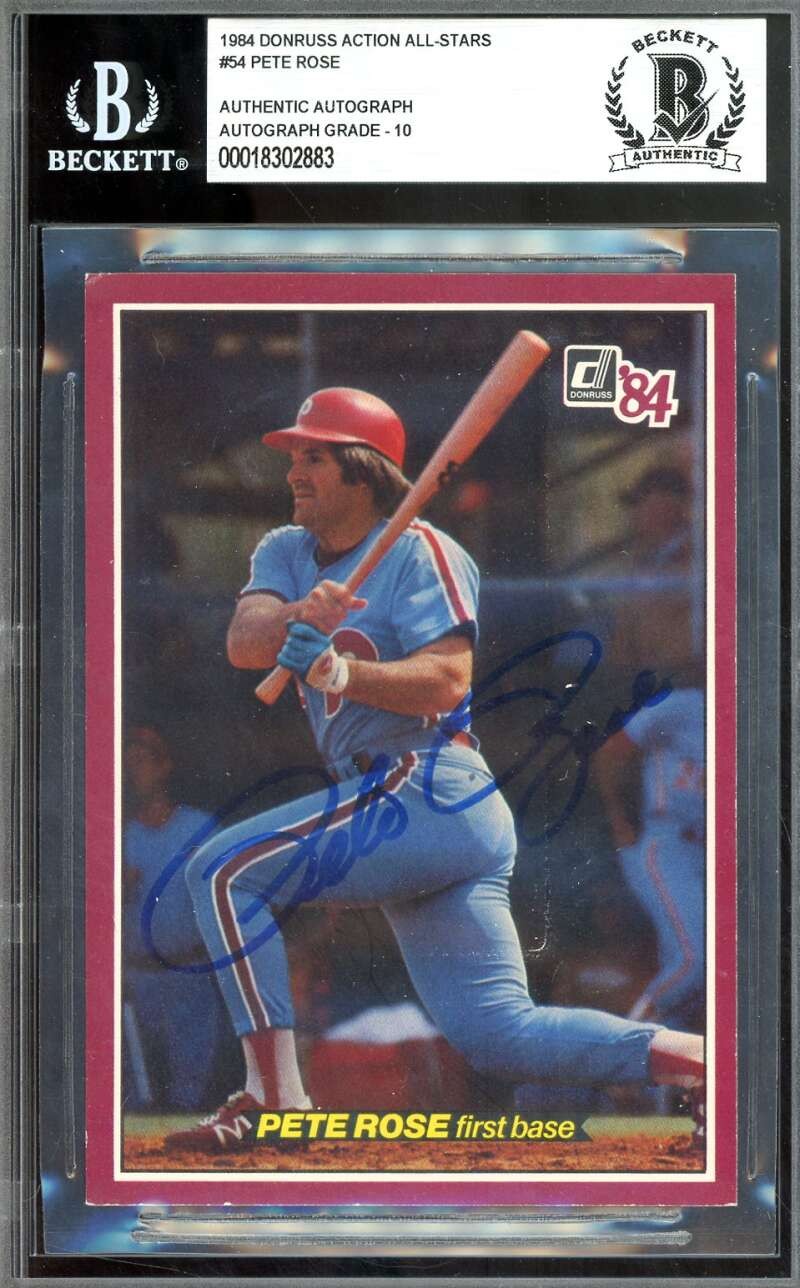 Pete Rose Gem Mint 10 Beckett BAS Signed 1984 Donruss Action All Stars Autograph