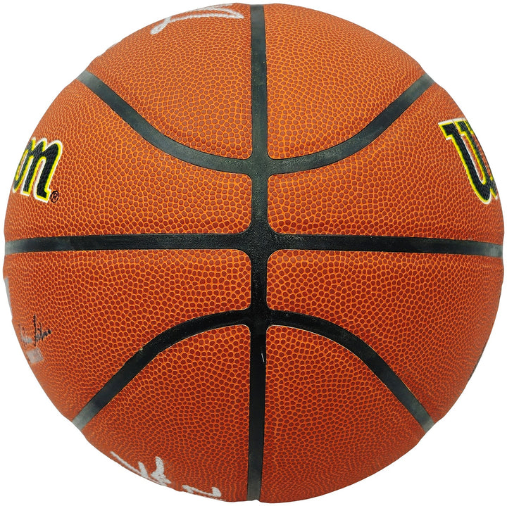 John Stockton & Karl Malone Auto Composite Leather Jazz Logo Basketball Beckett