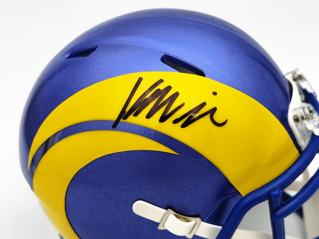 Kyren Williams Signed Los Angeles Rams Blue Speed Mini Helmet Beckett Witness