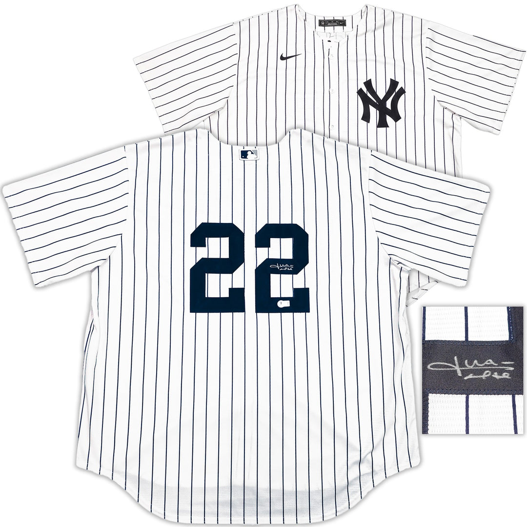 Yankees Juan Soto Signed White W/Pinstripes Nike Jersey Size XXL Beckett