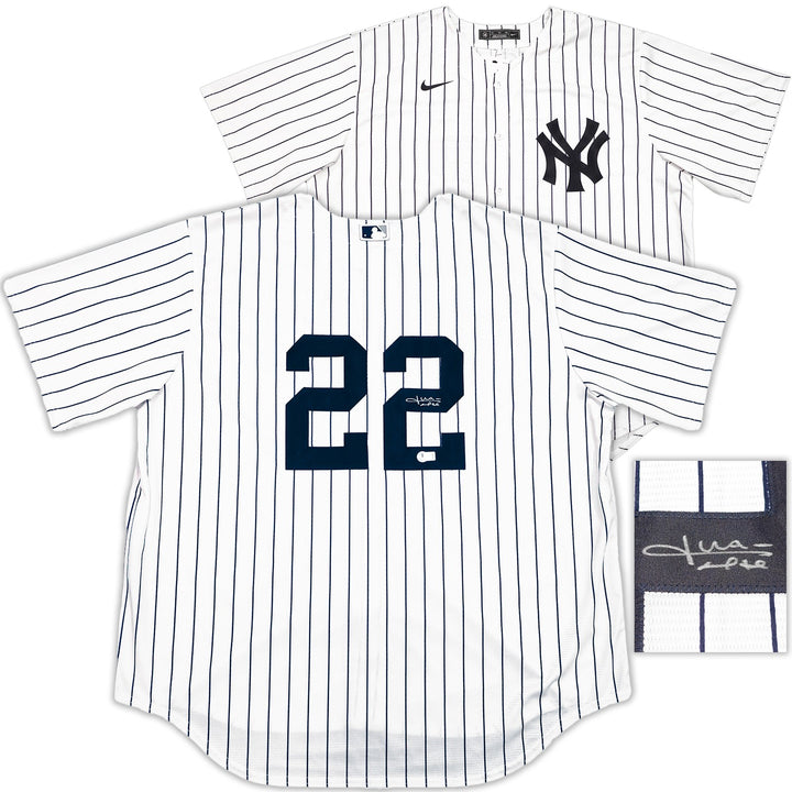 Yankees Juan Soto Signed White W/Pinstripes Nike Jersey Size XXL Beckett