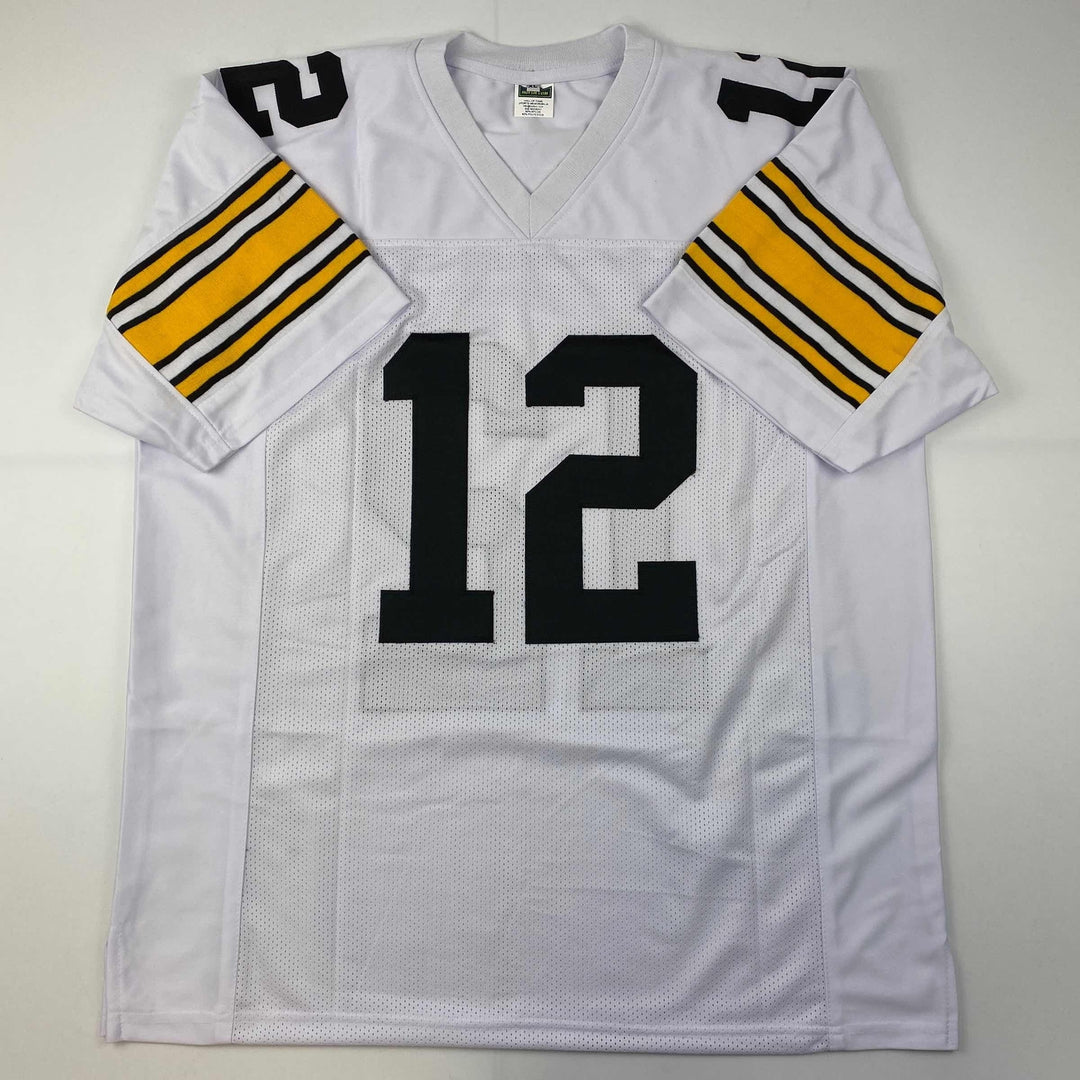Facsimile Autographed Terry Bradshaw Pittsburgh White Reprint Jersey Men's XL