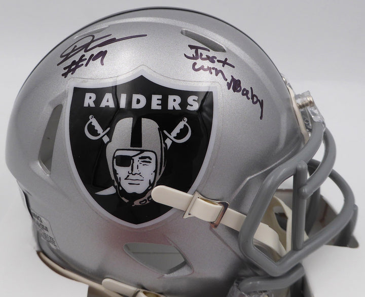 DJ D.J. Turner Signed Raiders Mini Helmet "Just Win Baby" Beckett #2W133220