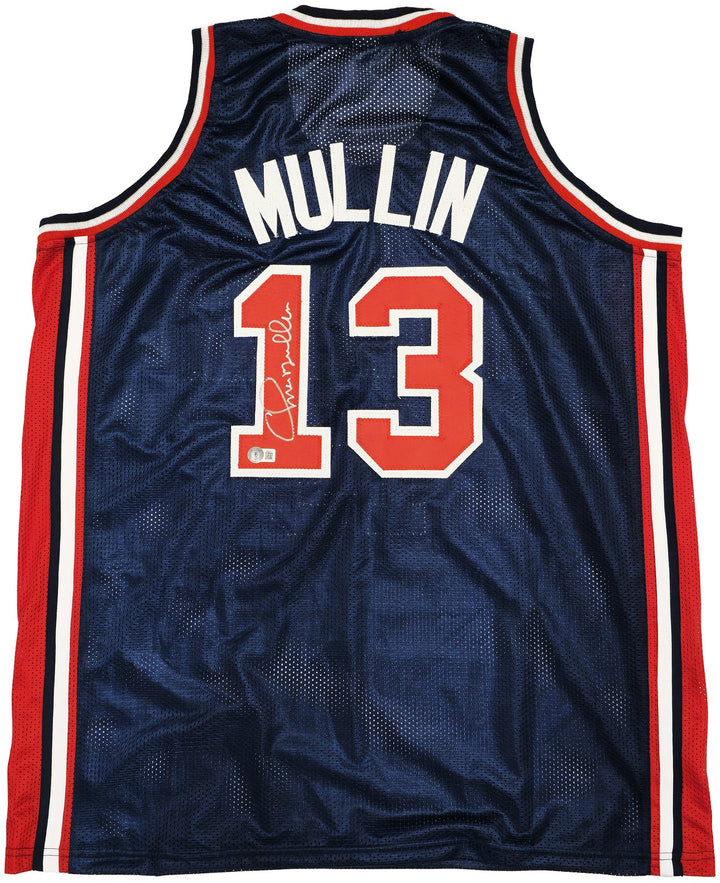 Team USA Chris Mullin Autographed Signed Blue Jersey Beckett BAS Witness