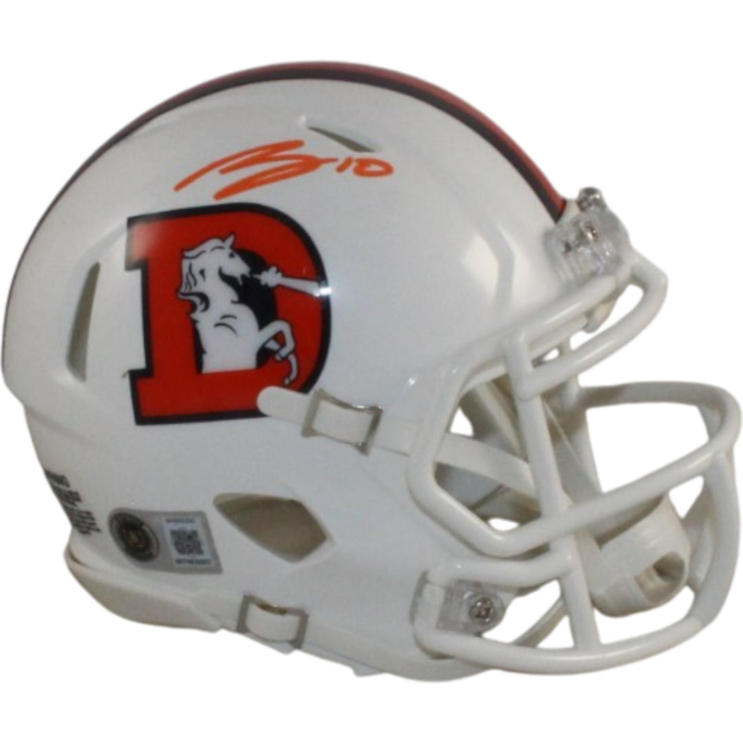 Bo Nix Autographed Denver Broncos 2023 ALT Mini Helmet Beckett Witness 57281