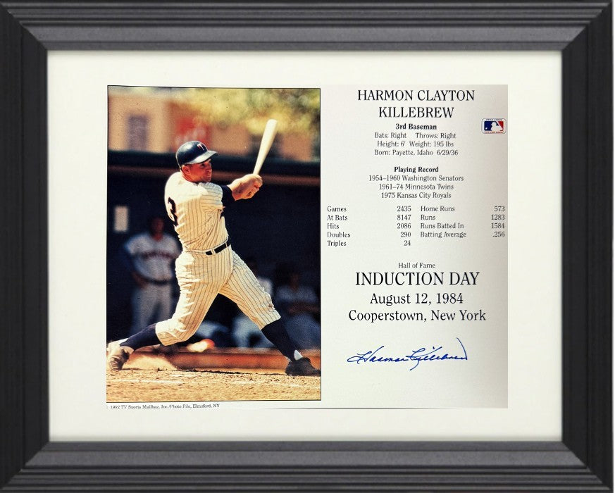 Harmon Killebrew signed Minnesota Twins Hall of Fame Induction 8x10 Photo - COA