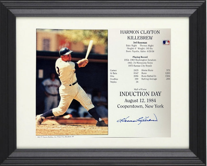 Harmon Killebrew signed Minnesota Twins Hall of Fame Induction 8x10 Photo - COA