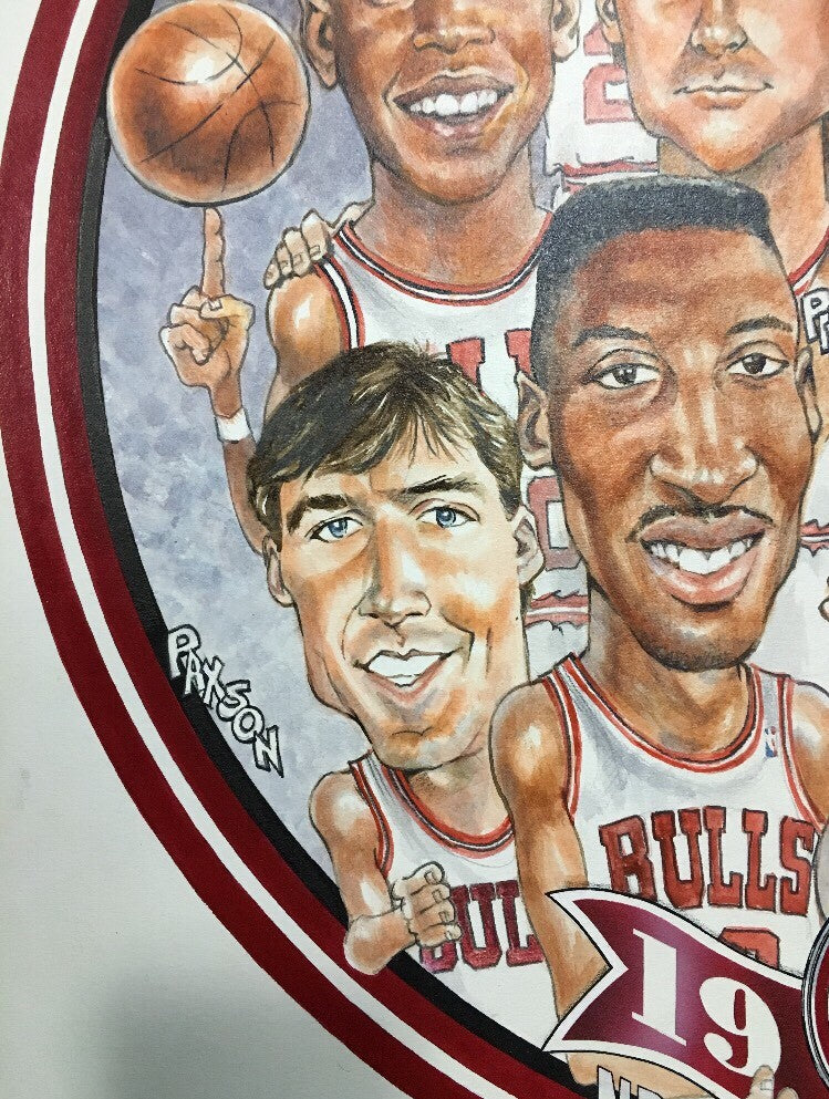 1992 Chicago Bulls NBA Champions Original Petronella Painting Michael Jordan 1/1