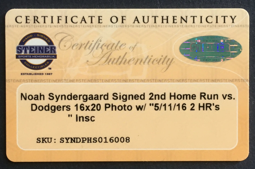 Noah Syndergaard Mets signed 16x20 photo 2 HR 5/11/16 Auto MLB Holo Steiner COA