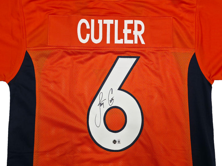 Denver Broncos Jay Cutler Signed Orange Jersey Beckett BAS Witness