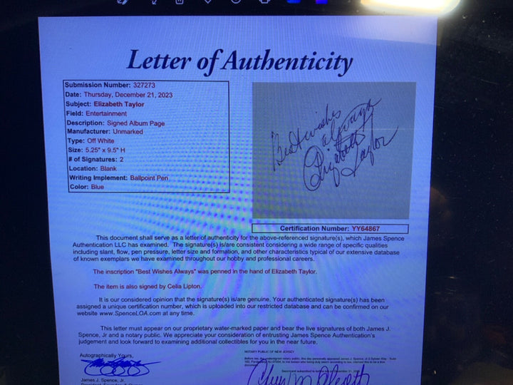 Elizabeth Taylor JSA LOA Signed 1951 Album Page Finest Example Autograph