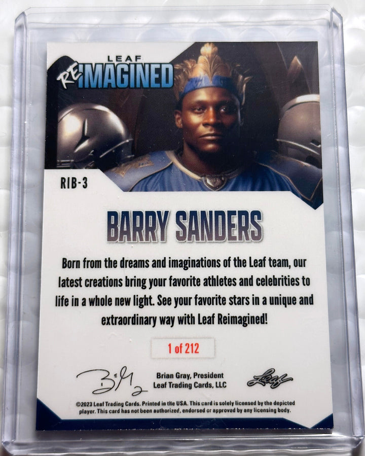 BARRY SANDERS 2023 LEAF REIMAGINED NFL FOOTBALL COLLECTION 1-OF-212 CARD #RIB-3