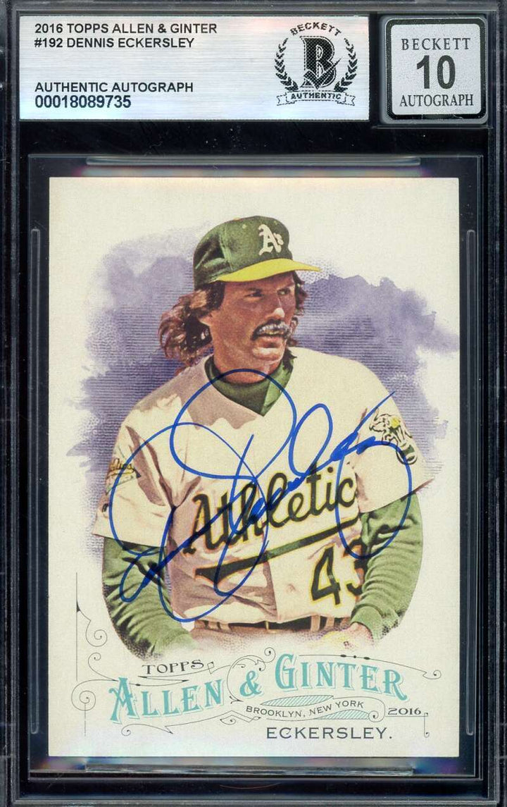 Dennis Eckersley Gem Mint 10 Beckett BAS Signed 2016 Topps Allen & Ginter Autogr