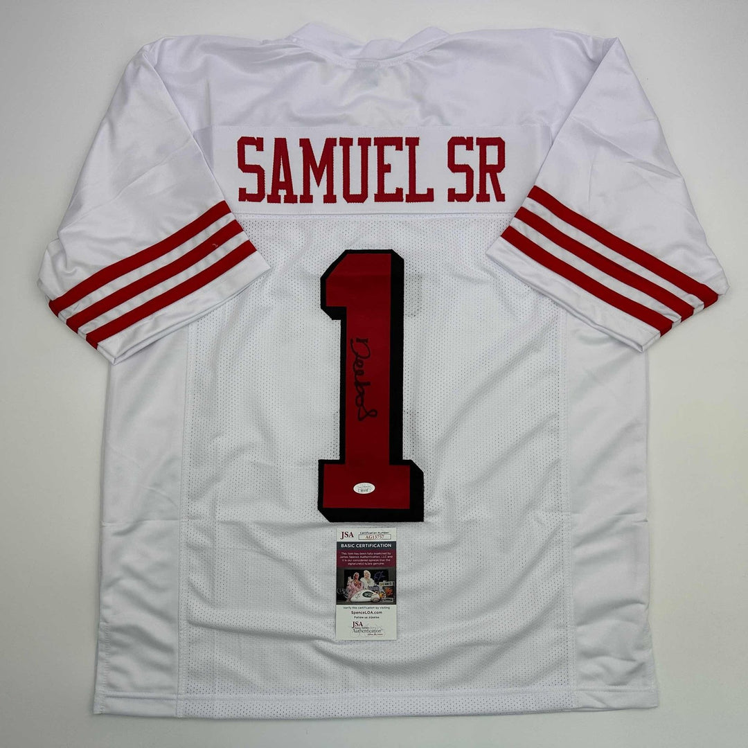 Signed Deebo Samuel Sr. San Francisco White Alternate Jersey JSA COA