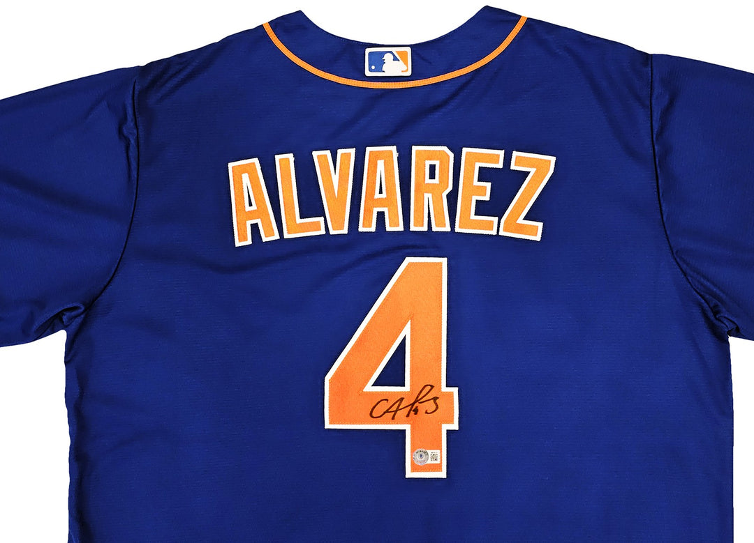 New York Mets Francisco Alvarez Signed Blue Nike Jersey Size XL Beckett Wit