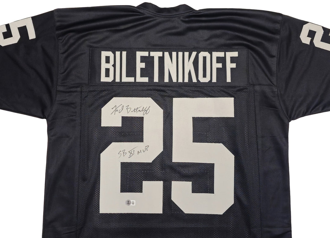 Oakland Raiders Fred Biletnikoff Signed Black Jersey "SB XI MVP" Beckett Witness