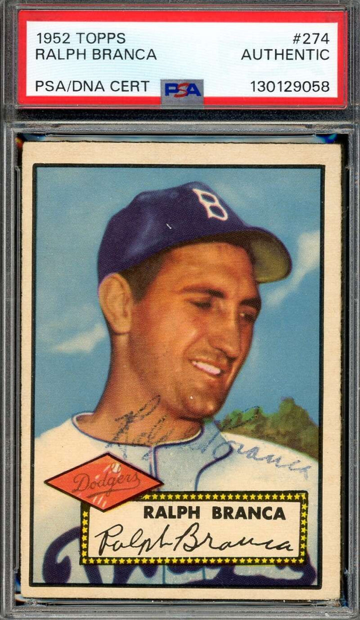 Ralph Branca PSA DNA Vintage Signed 1952 Topps Autograph