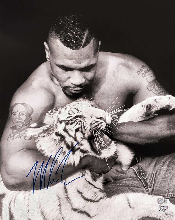 Mike Tyson Signed 16x20 Photo With Tiger Beckett BAS