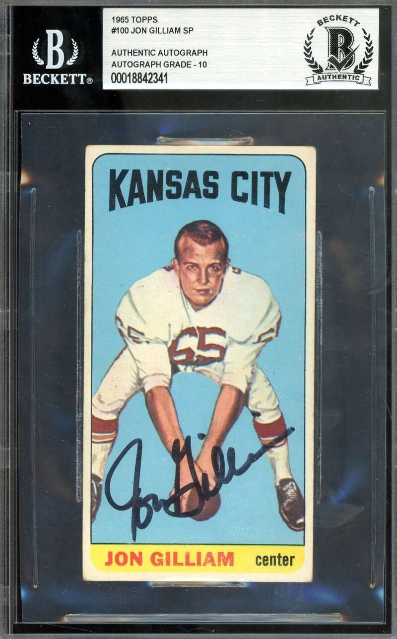 Jon Gilliam Gem Mint 10 Beckett BAS Signed 1965 Topps SP Autograph