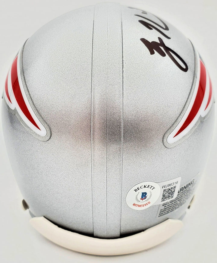 Rodney Harrison Signed New England Patriots Silver Mini Helmet Beckett