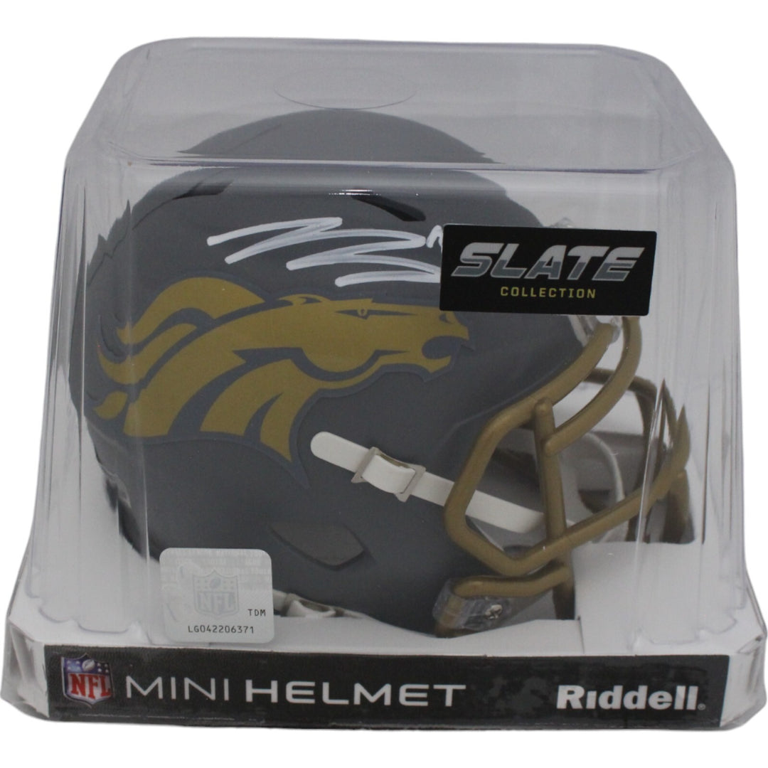 Bo Nix Autographed Denver Broncos Slate Mini Helmet Beckett 47656