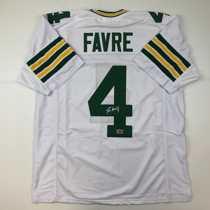 Facsimile Autographed Brett Favre Green Bay White Reprint Jersey Size Men's XL