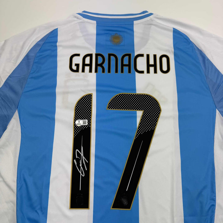 Autographed/Signed Alejandro Garnacho Argentina Blue Jersey Beckett BAS COA #2