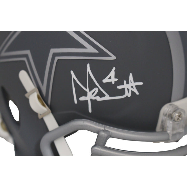 Dak Prescott Autographed Dallas Cowboys Slate Mini Helmet Beckett 47383