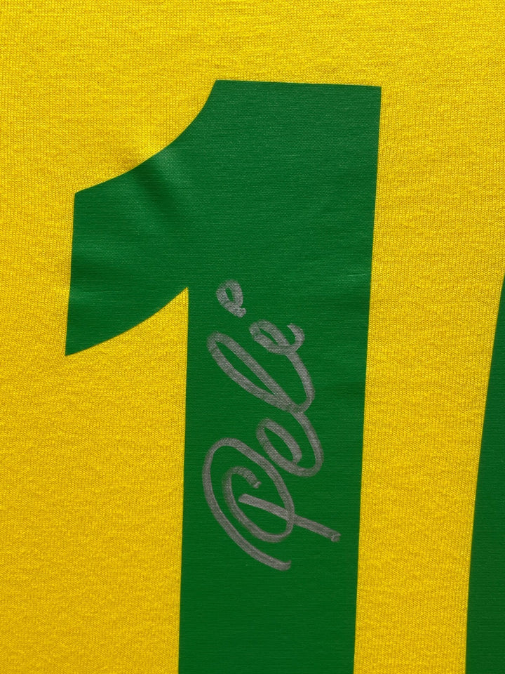 Pele Autographed Brazil CBD Yellow Soccer Jersey Framed BAS Beckett COA Signed