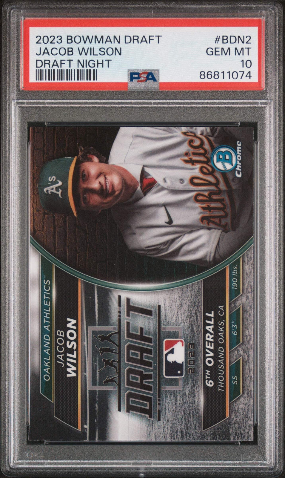 Graded 2023 Bowman Draft Jacob Wilson #BDN2 Draft Night RC Baseball Card PSA 10
