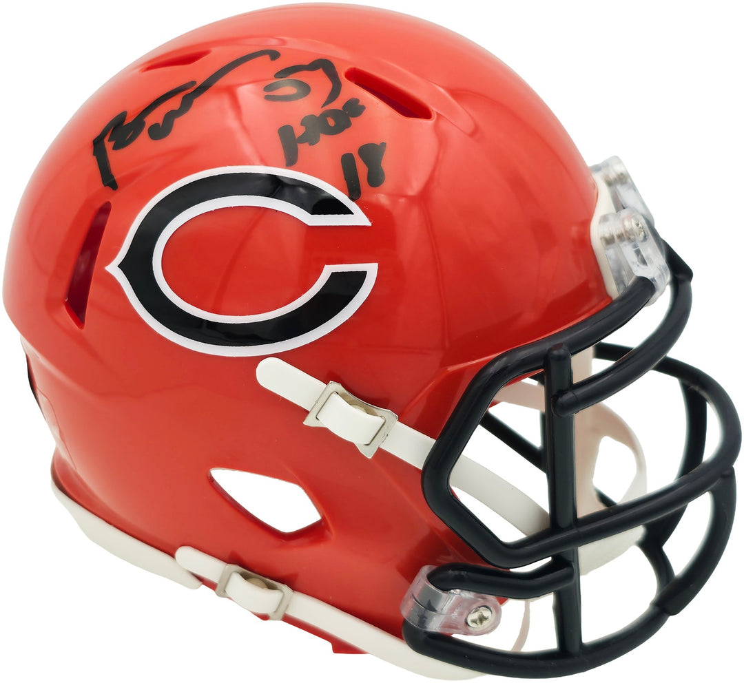 Brian Urlacher Signed Bears Orange Mini Helmet HOF 18 Beckett Witness