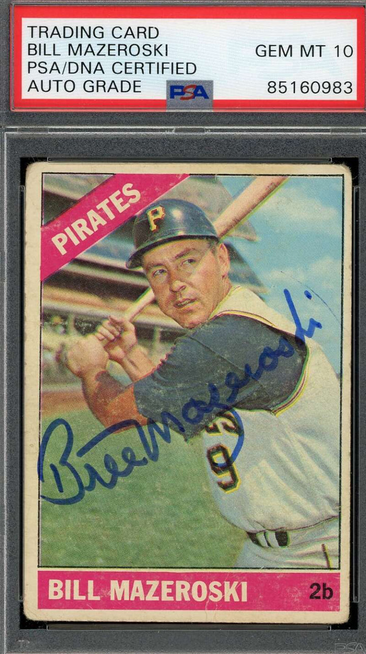 Bill Mazeroski Gem Mint 10 PSA DNA Signed 1966 Topps Autograph