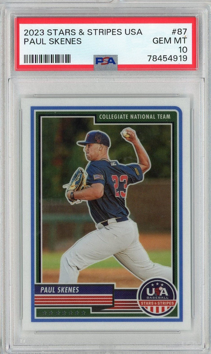 Graded 2023 Panini Stars & Stripes USA Paul Skenes #87 RC Card PSA 10