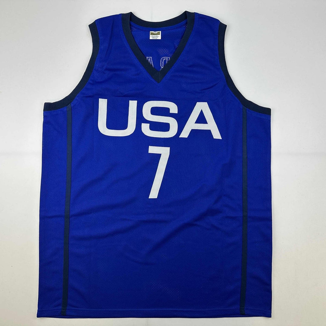 Autographed/Signed Kevin Durant United States USA Blue Jersey Beckett COA