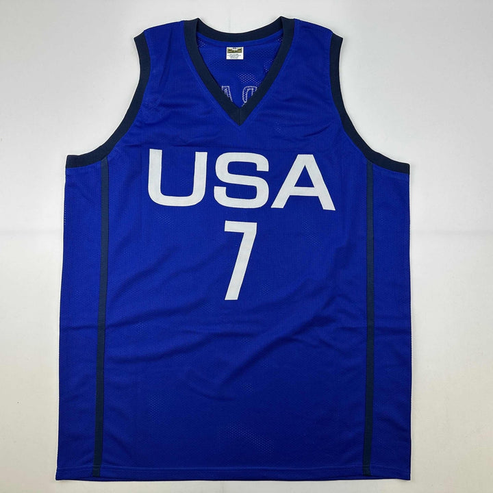 Autographed/Signed Kevin Durant United States USA Blue Jersey Beckett COA