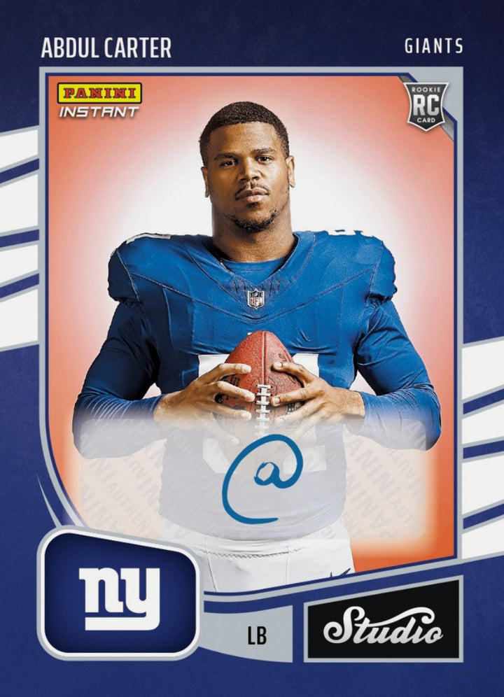 2025 Panini Instant Abdul Carter #SR1 Studio Rookies Auto /99 RC Football Card