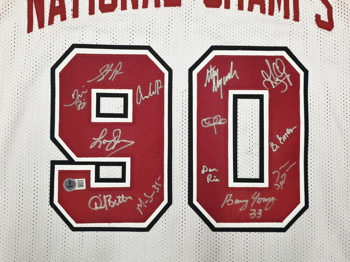 UNLV Runnin Rebels 1990 NCAA Champ Auto White Jersey 13 Sig Larry Johnson Becket