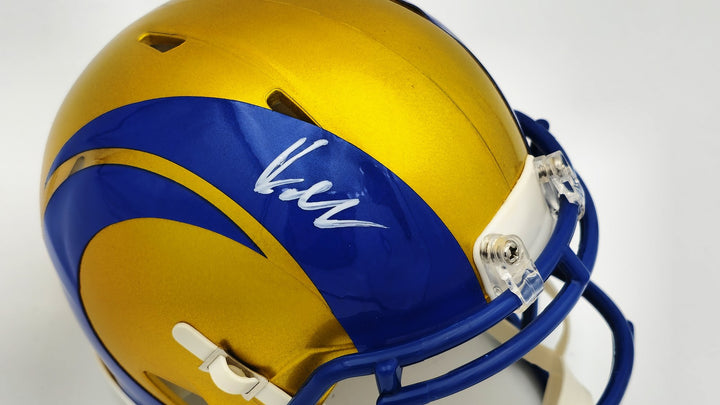 Kyren Williams Signed Rams Flash Yellow Speed Mini Helmet Beckett Witness