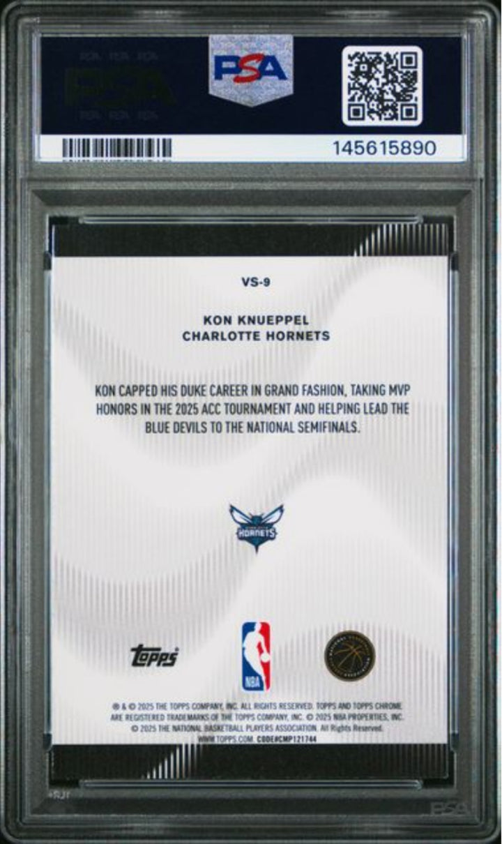 Graded 2025 Topps Chrome Kon Knueppel #VS9 Voices Rookie RC Card PSA 9 Mint