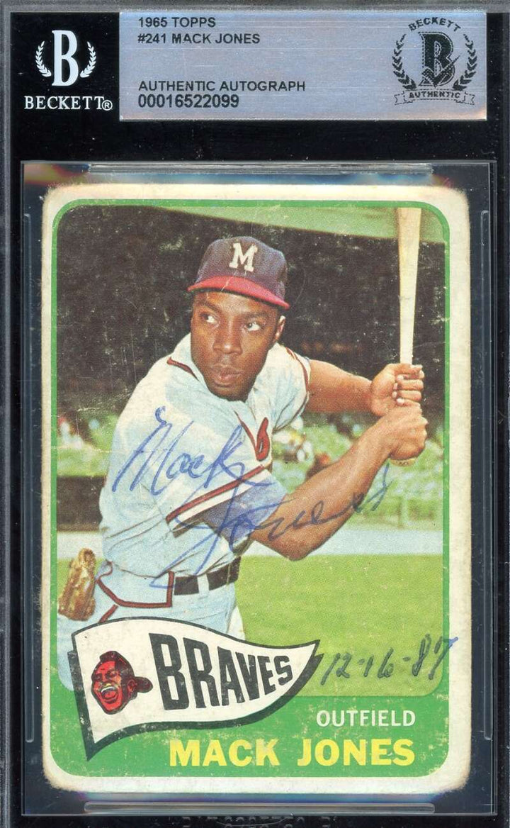Mack Jones Beckett BAS Signed 1965 Topps Autograph
