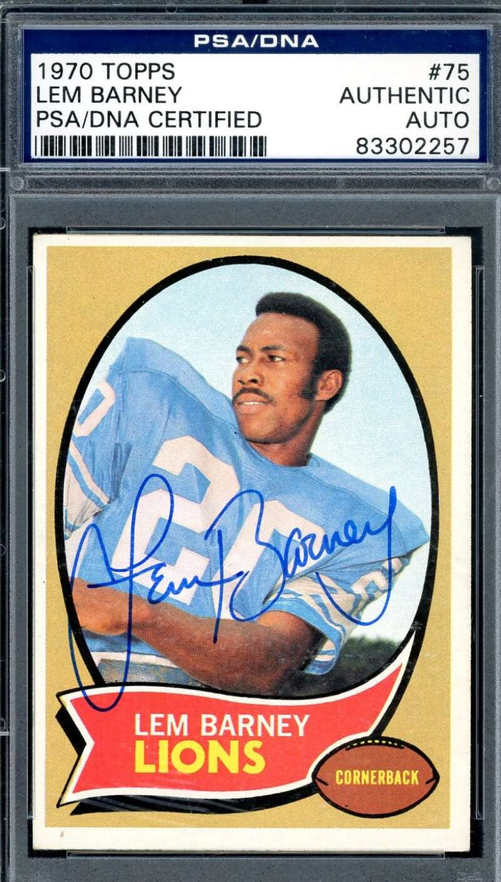 Lem Barney PSA DNA Signed 1970 Topps Rookie Autograph
