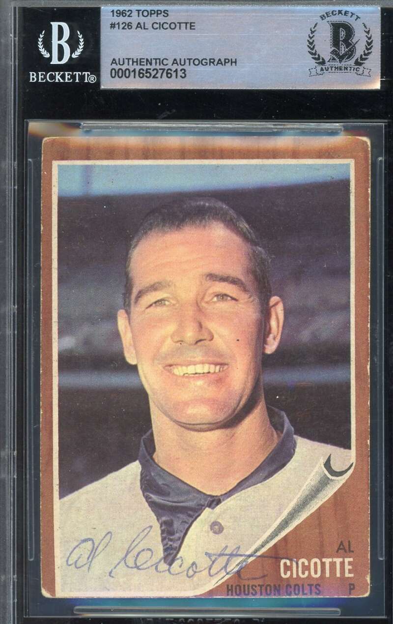 Al Cicotte Beckett BAS Signed 1962 Topps Autograph